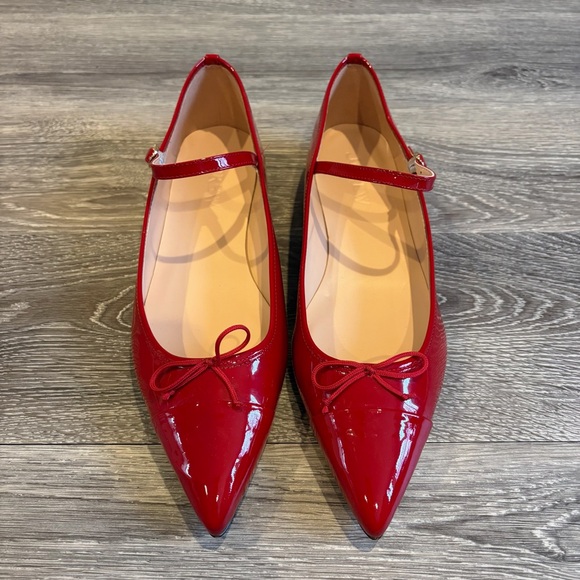 J. Crew Shoes - J.Crew Red Patent Leather Pointed Toe Mary Jane Ballet Flats Sz 10.5 EUC